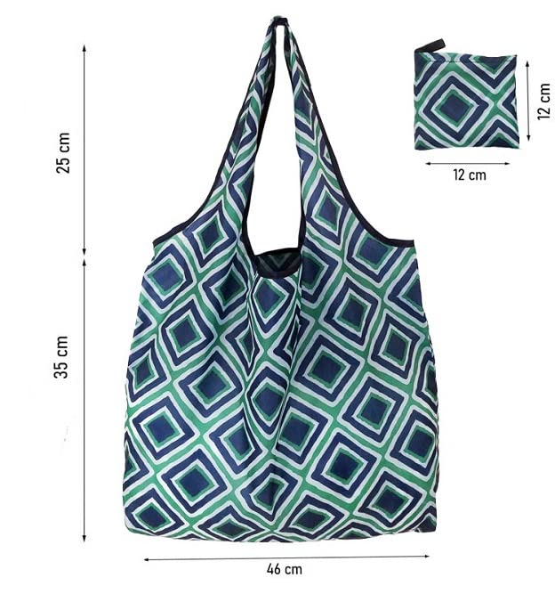 Elios Pattern Reusable and Foldable Shopping Bag/Tote Hand bag/Travel Bag/Grocery Bag | Heavy Duty, Eco Friendly | Compact, Lightweight and Convenient (Pack of 2 (D)) Contemporary, multi-colour - Image 3