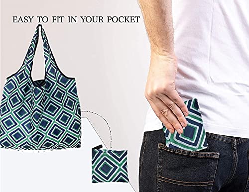 Elios Pattern Reusable and Foldable Shopping Bag/Tote Hand bag/Travel Bag/Grocery Bag | Heavy Duty, Eco Friendly | Compact, Lightweight and Convenient (Pack of 2 (D)) Contemporary, multi-colour - Image 2