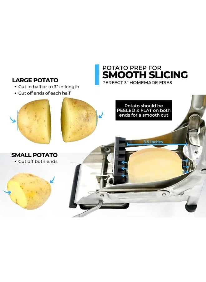 Generic - Stainless Steel French Fry Cutter - 2 Blades, Air Fryer Compatible | Durable Potato Slicer for Homemade Fries, Veggies | Commercial Grade, Easy to Clean, Manual Cutting Machine - Image 1