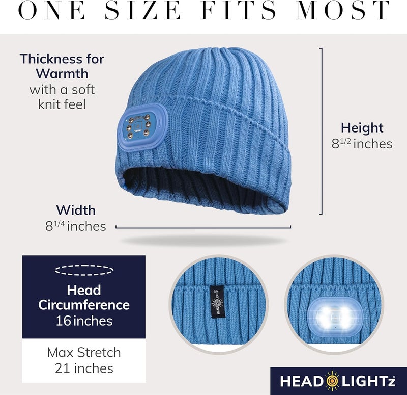 HEAD LIGHTZ Store ® Rechargeable LED Beanie Hat – Hands-Free Lighted Cap for Running, Walking & Camping – As Seen on Oprah’s Favorite Things – Machine Washable, Unisex - Image 2