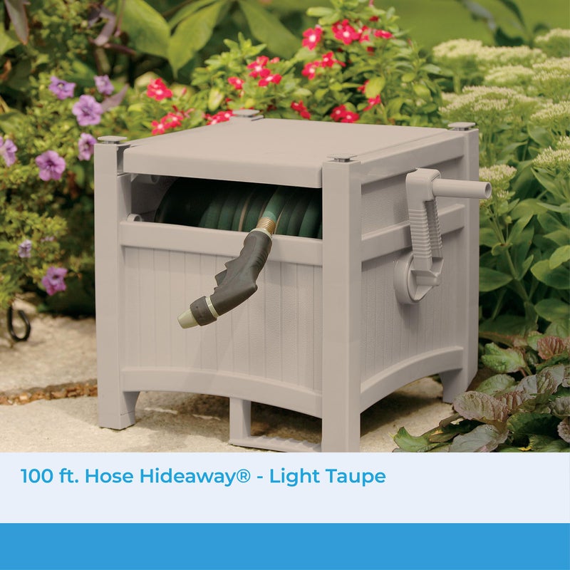 Suncast Garden Hose Reel Hideaway for 5/8" Hoses, Retracting Storage of 100ft, Light Taupe - Image 2