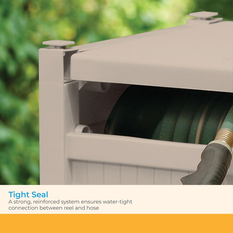 Suncast Garden Hose Reel Hideaway for 5/8" Hoses, Retracting Storage of 100ft, Light Taupe - Image 5