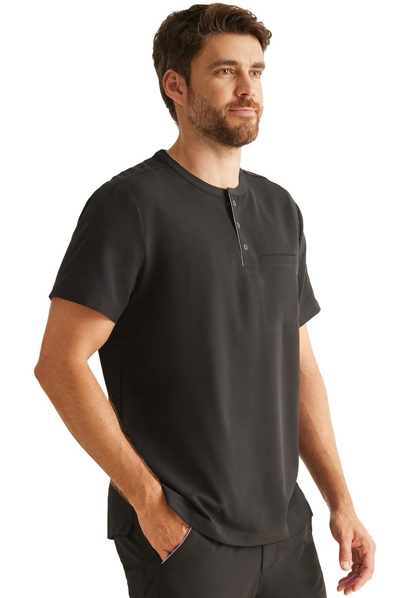 Healing Hands Men's Medical Scrub Top Shane with 1 Pocket, Snap-Closure Placket, Moisture Wicking, 360° Stretch - HH701, S, Black - Image 4
