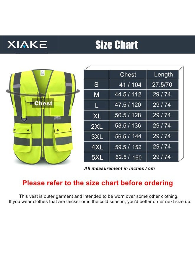 XIAKE Reflective Safety Vest for Men & Women High Visibility Class 2 Vest with Pockets Meets ANSI Standards(Medium,Yellow) - Image 5