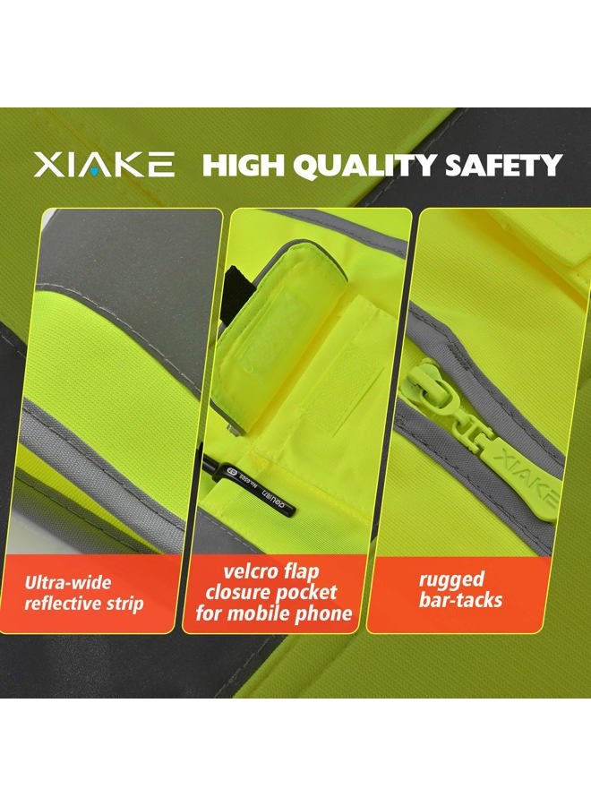 XIAKE Reflective Safety Vest for Men & Women High Visibility Class 2 Vest with Pockets Meets ANSI Standards(Medium,Yellow) - Image 4