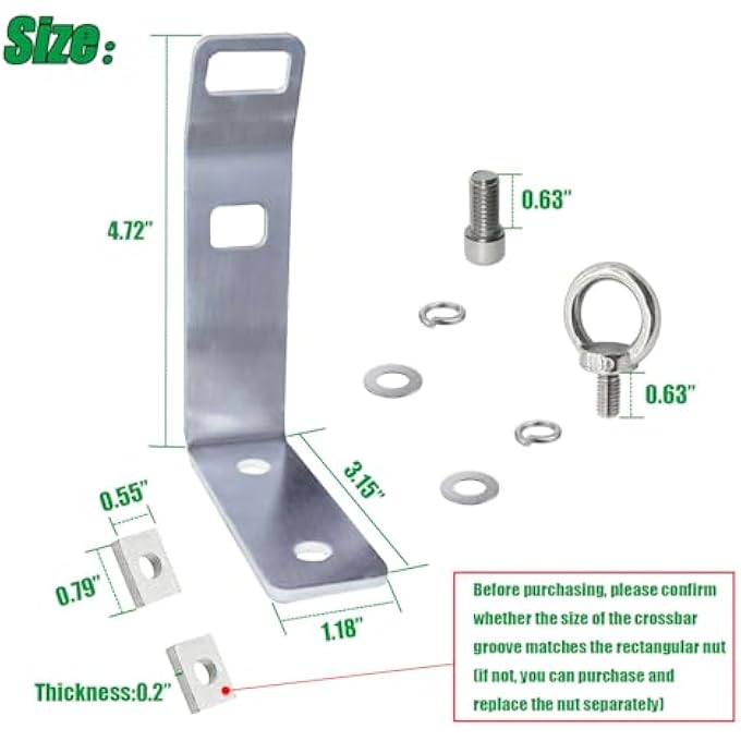 rayihni Load Stops Replacement T-Slot Truck Cross Bar for Ladder Firewood Skis Snowboard Kayak Rooftop Racks roof Rack Accessories 304 Stainless Steel Material Quality (4 PCS) - Image 3