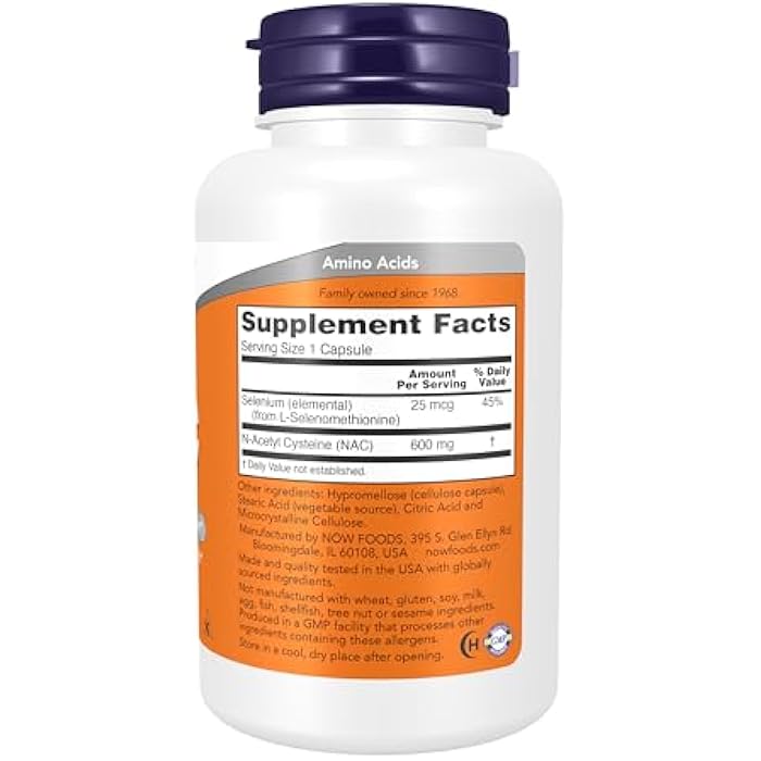 NOW Supplements, NAC (N-Acetyl Cysteine) 600 mg with Selenium, 100 Capsules - Image 2