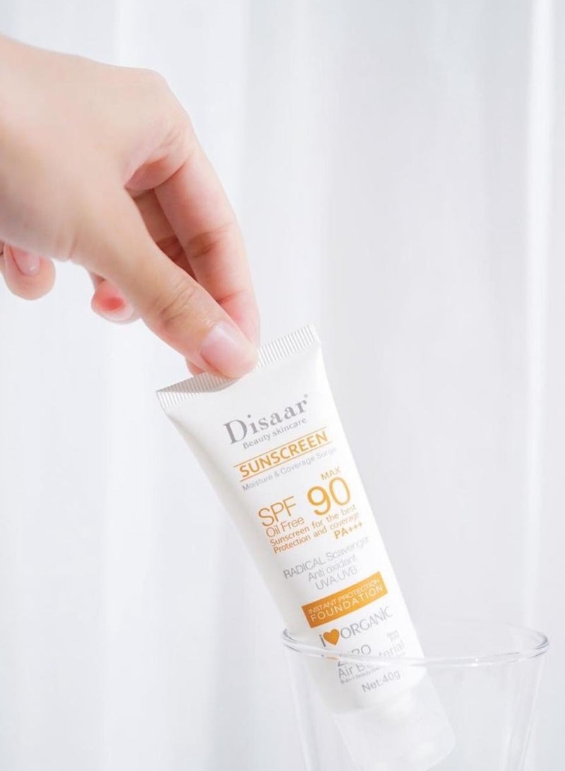 Disaar Buy 2 Get 2 Original Disaar Sunscreen SPF 90 PA+++ and Disaar Bronz Foundation Sunscreen SPF 50 PA+++ Oil Free Lightweight Waterproof UV Protection for Face and Body Daily Use All Skin Types - Image 3