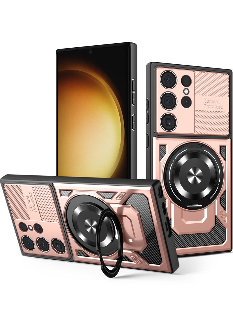 Case Cover Shock Resistant Protect Camera TPU + PC Compatible with Samsung Galaxy S23 Ultra (Rose Gold)