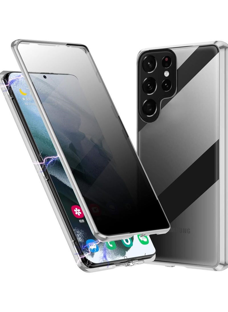 general Case Compatible with S25  S25 Plus S25 Ultra , Magnetic Body Metal Frame Double Sided Clear Tempered Glass Cover with Camera Protection  - Image 1