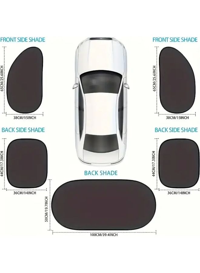 5pcs Car Sunshade Set UV Protection Heat Insulation For Front Rear Windows Tailgate - Image 2