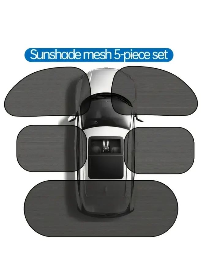 5pcs Car Sunshade Set UV Protection Heat Insulation For Front Rear Windows Tailgate - Image 1