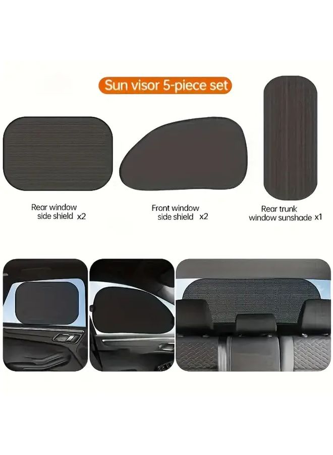 5pcs Car Sunshade Set UV Protection Heat Insulation For Front Rear Windows Tailgate - Image 5