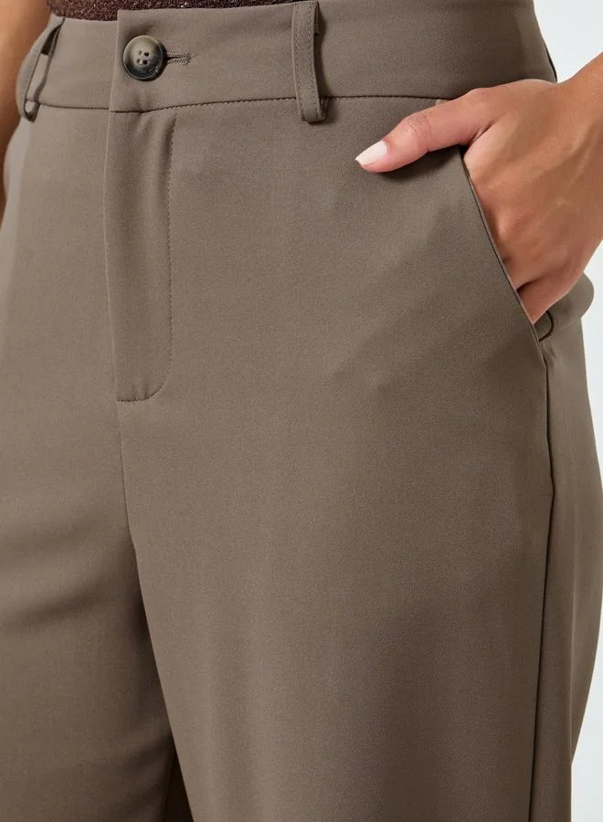 Take Two Tan Tan High Rise Straight Leg Pants for Women | Best Price UAE