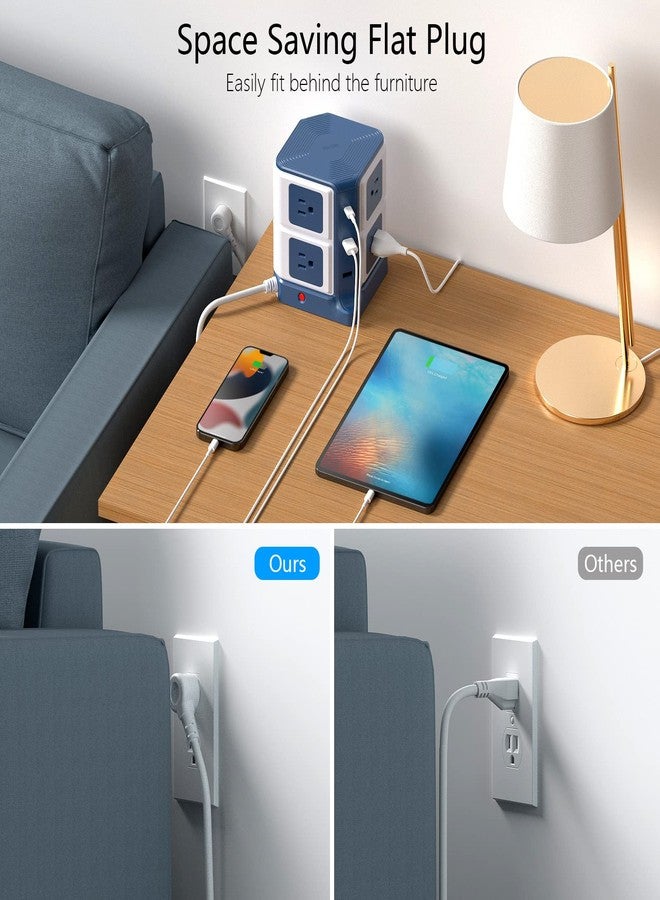 BESTEK 8-Outlet Power Strip 1500 Joules Surge Protector with 8A 6-Port USB Charging Ports - Image 4