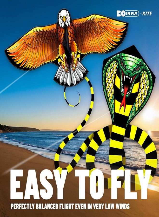 Doinfly Kite for Ages 8-12, Easy to Fly and Assemble Rocket Kites for Beginner, Single Line String Professional Kites for Beach and Outdoor Activity (Eagle & Snake Kite Set) - Image 4