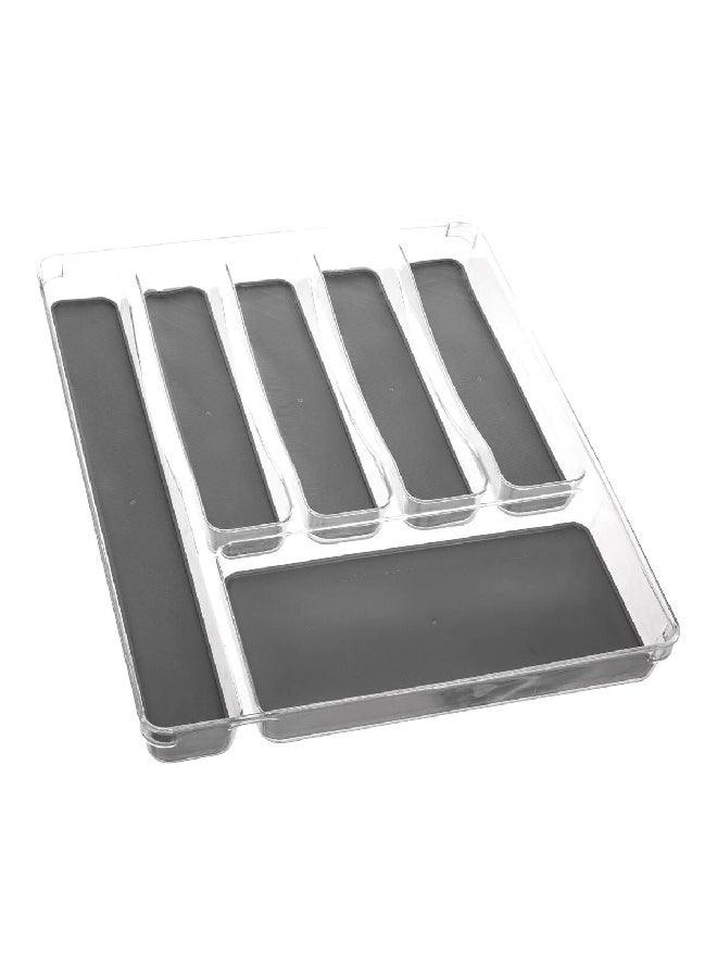 Five Simply Smart Tidy 6 Compartment High Quality Cutlery Tray Dark Grey and Clear 4.5 x 32 x 40 cm 146501 - Image 1