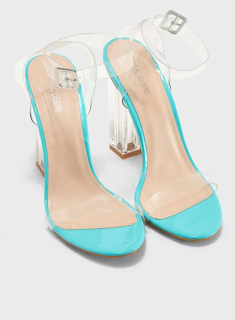 PUBLIC DESIRE Alia Strappy Perspex High Heel