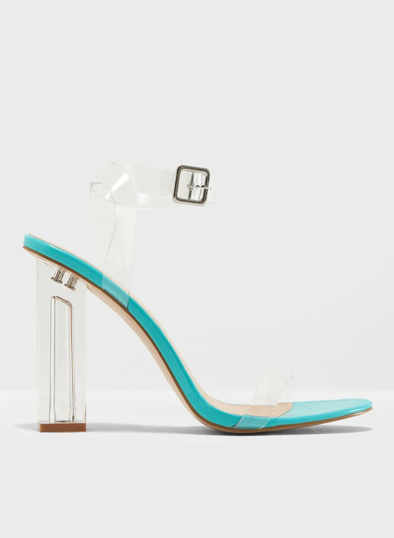 PUBLIC DESIRE Alia Strappy Perspex High Heel