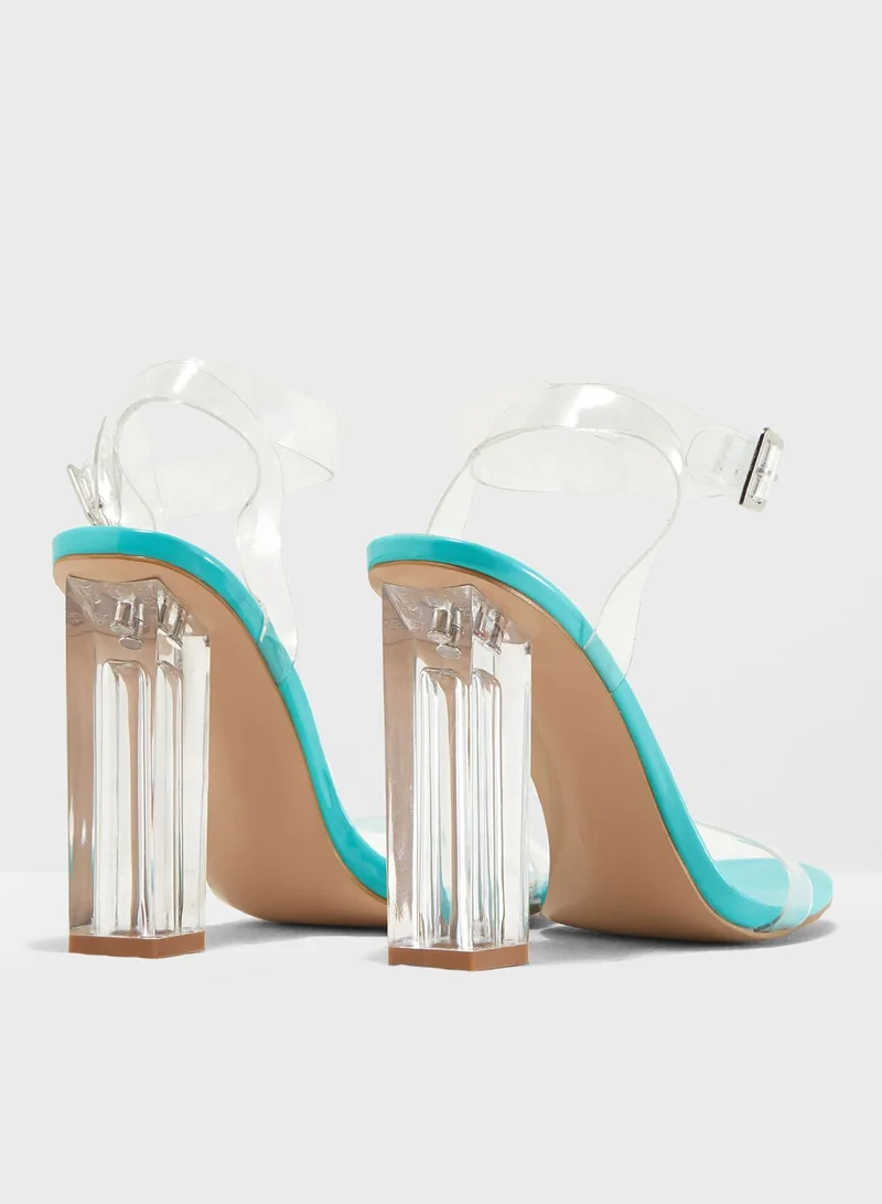 PUBLIC DESIRE Alia Strappy Perspex High Heel