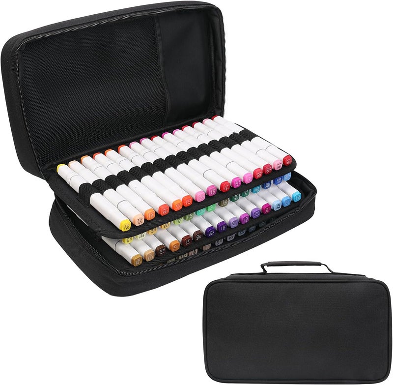 BOMKEE 60 Slots Marker Organizer Case, Large Marker Case for 60 Markers Big Capacity Marker Storage Bag Pen Case Pencil Pouch with Carrying Handle - Image 1