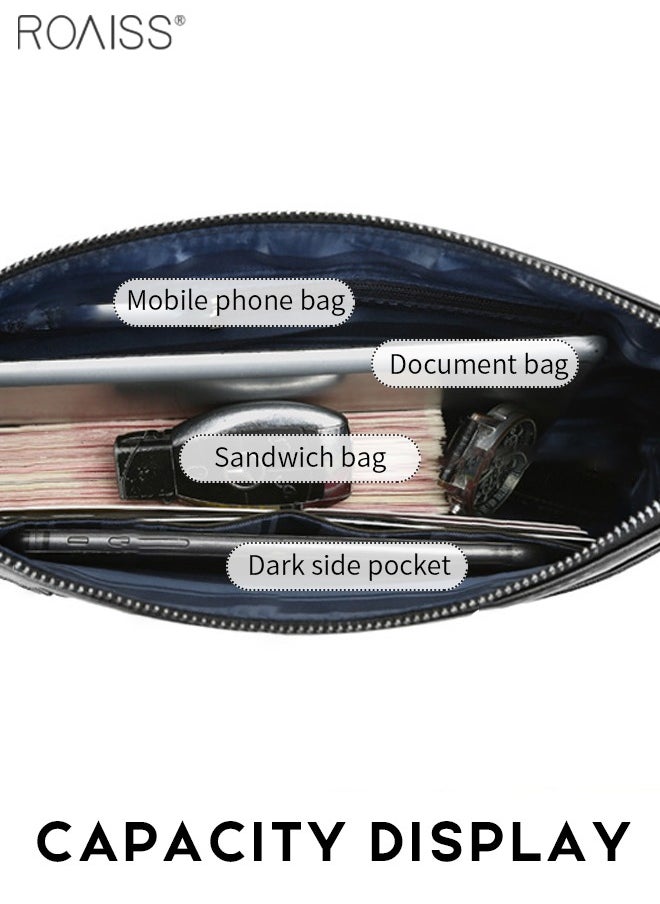 roaiss Fashionable And Versatile Casual Shoulder Bag Men'S Daily Commuting Work Waterproof Oxford Zipper Closure Business Crossbody Bag  - Image 5