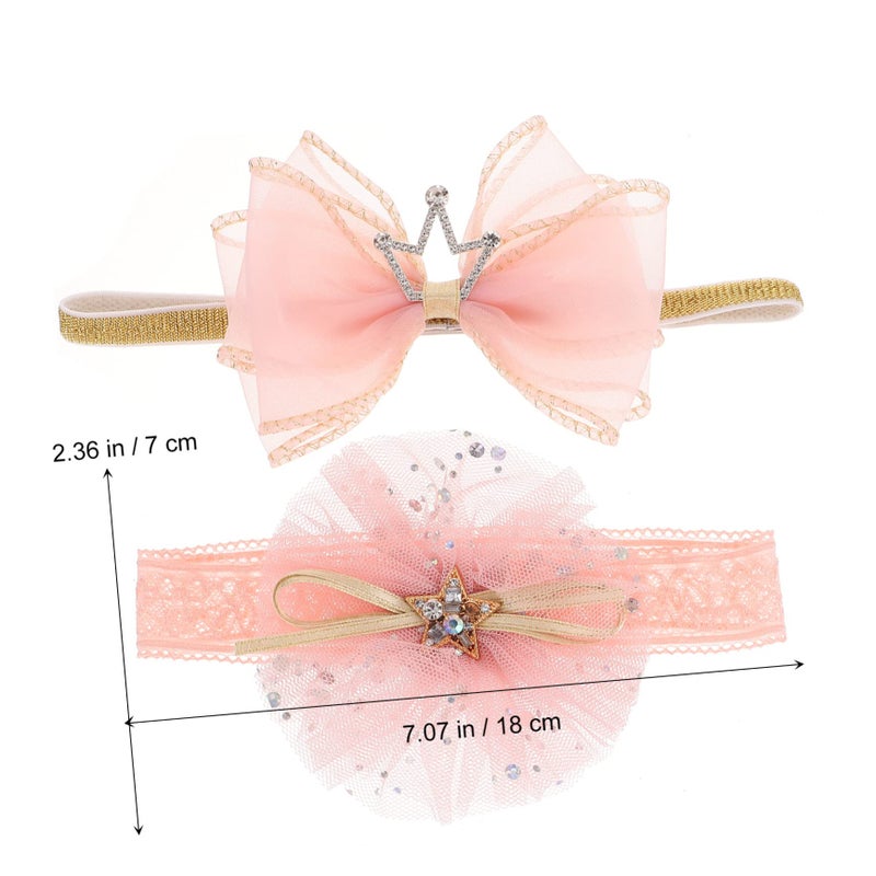 Pink Baby Crown Headband And Hair Accessories Set For Newborn Photo Shoot - Image 3