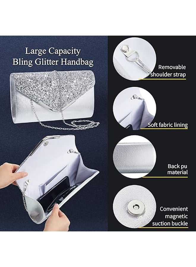 Arabest 5 Pcs Purse Rhinestones Jewelry Set for Women,Rhinestones Necklace Bracelet Earrings Bling Clutch Purse Bride Prom Evening Jewelry Set for Wedding,Party,Anniversary,Valentine's Day  - Image 2