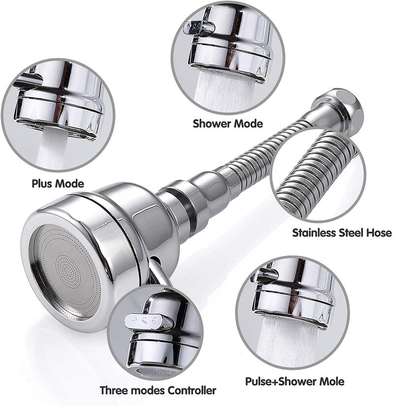 DANSR DANSR Movable Faucet Sprayer Head with Hose 360 Degree Swivel Kitchen Sink Faucet Nozzle Replacement Anti Splash Tap Booster Shower and Water Saving Faucet for Kitchen Pack of1  - Image 4