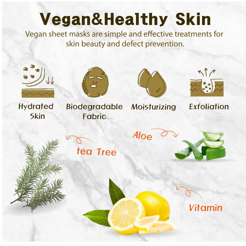 Purederm Vegan Facial Sheet Masks Trio (12 Packs) â€“ Face Masks Skincare for Dry, Dehydrated and Dull Skin - Image 4