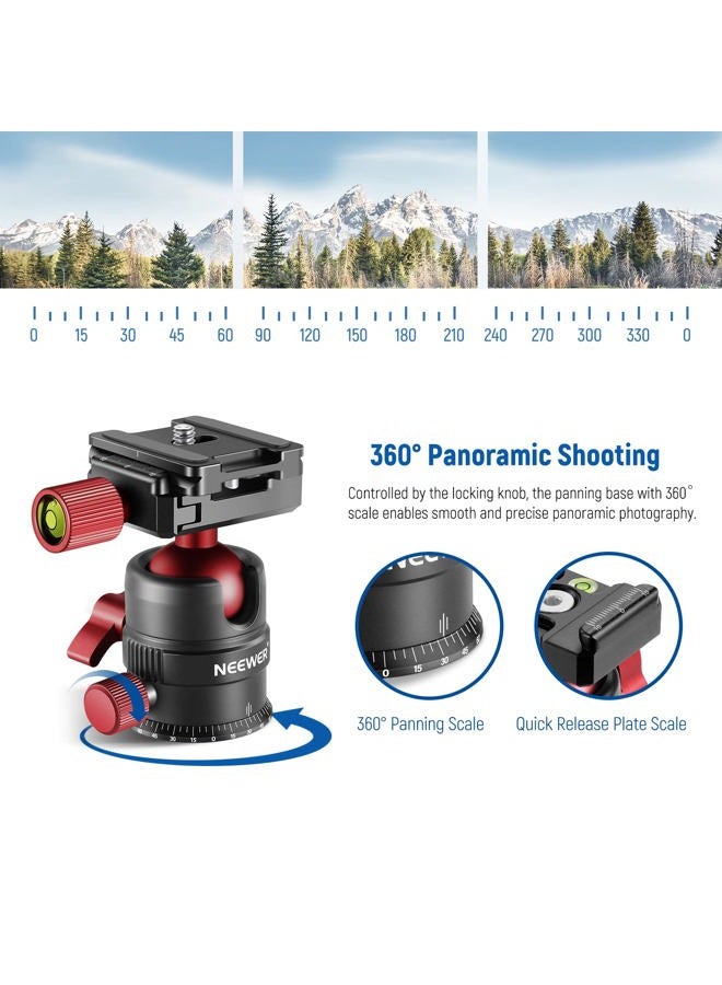 Neewer Tripod Head, 360° Rotating Panoramic Ball Head with 1/4” Quick Shoe Plate for Tripod Monopod Slider DSLR Camera Camcorder, Max Load up to 5kg/11lb – GM28 - Image 2