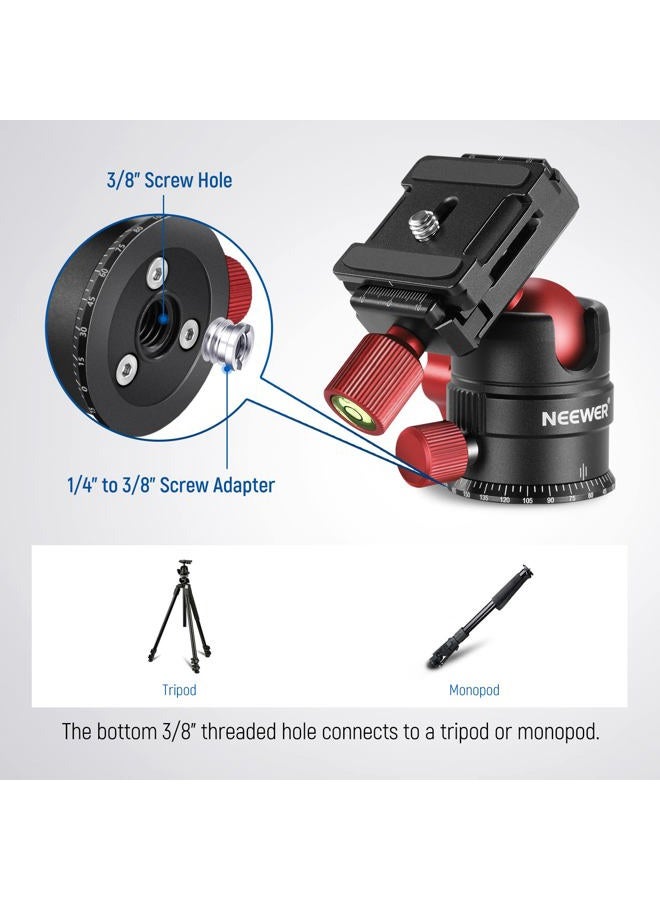 Neewer Tripod Head, 360° Rotating Panoramic Ball Head with 1/4” Quick Shoe Plate for Tripod Monopod Slider DSLR Camera Camcorder, Max Load up to 5kg/11lb – GM28 - Image 5