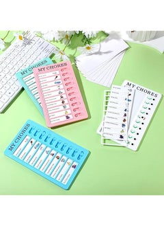 erorex 4 Pcs My Chore Checklist Board Kids Chore Chart Plastic Checklist Board With 10 Detachable Cardstock To Do List For Home Routine Planning White Pink Blue Green）  - Image 3