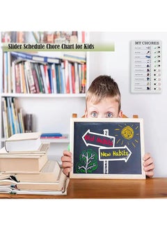 erorex 4 Pcs My Chore Checklist Board Kids Chore Chart Plastic Checklist Board With 10 Detachable Cardstock To Do List For Home Routine Planning White Pink Blue Green）  - Image 5