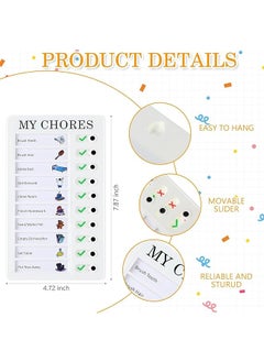 erorex 4 Pcs My Chore Checklist Board Kids Chore Chart Plastic Checklist Board With 10 Detachable Cardstock To Do List For Home Routine Planning White Pink Blue Green）  - Image 2