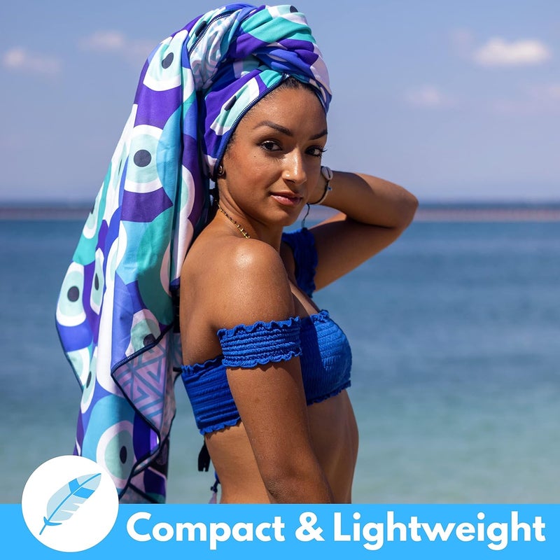 ECCOSOPHY Microfiber Beach Towel - Sand Free Towels are Quick Dry, Light Weight, Super Absorbent - Perfect Pool, Travel, Cruise, Camping Essentials - Oversized Extra Large for Adults 71x35 in - Image 2