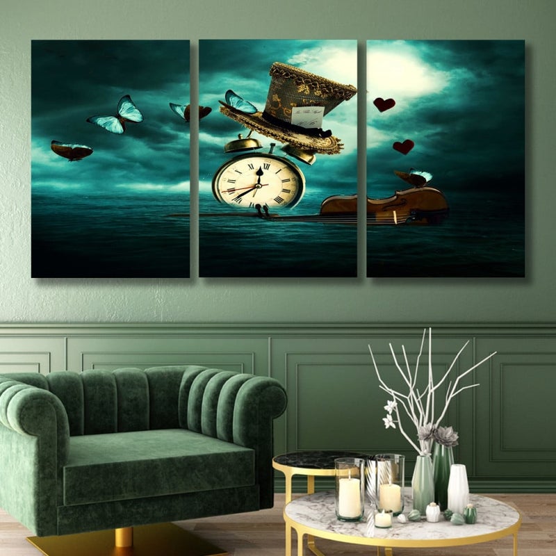 ماركتنا ثلاث لوحات قماشية بتصميم مودرن مع برواز مجوف مقاس (90×40) ثلاث قطع - Image 1