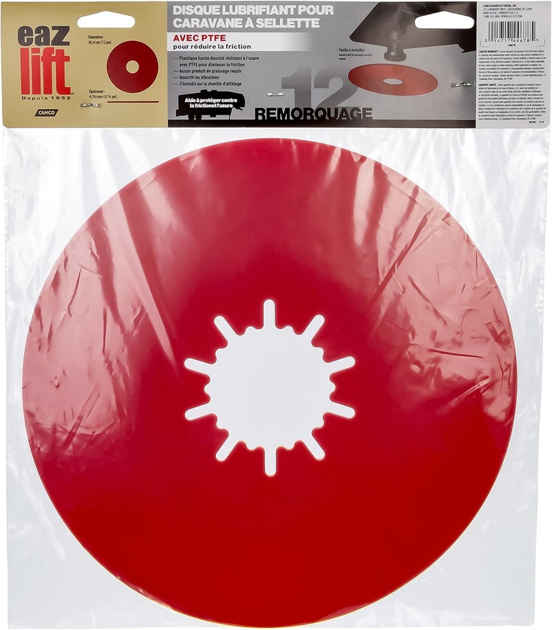 Camco EAZ LIFT TPE 12" Premium Fifth Wheel Lube Plate Red w/PTFE - Image 4