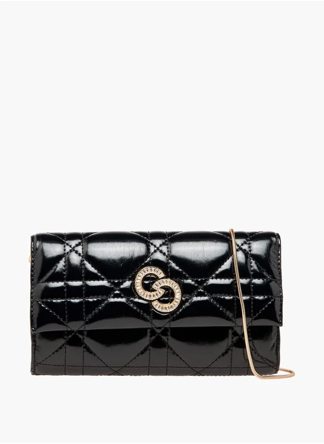 سيليست Women Quilted Crossbody Bag with Detachable Strap and Flap Closure
