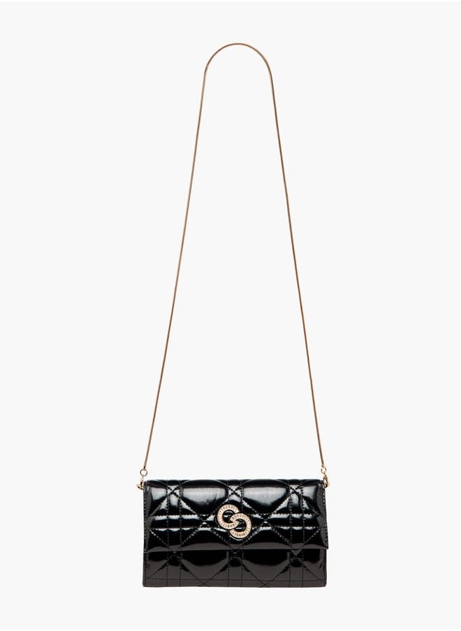 Celeste Women Quilted Crossbody Bag with Detachable Strap and Flap Closure  - Image 2