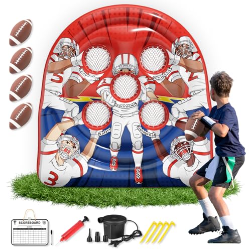 Funast Football Target Toss Game - Inflatable Football Throwing Target Toy - Carnival Party Games Outdoor Yard Game for Kids and Adults - Image 1