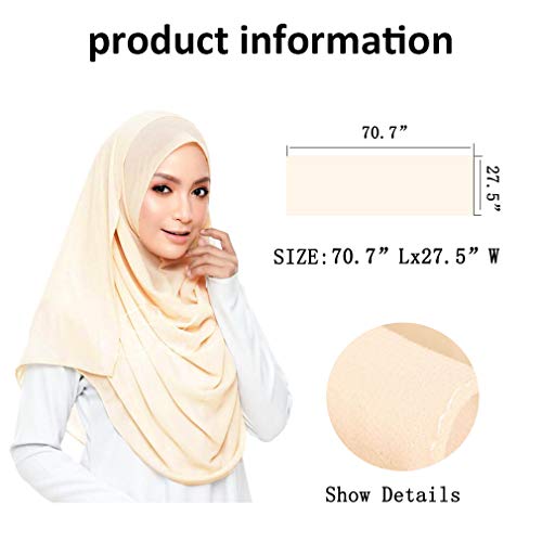 LMVERNA Plain chiffon scarf lightweight Muslim Hijab Long Scarfs shawls wrap scarves (Beige) - Image 2