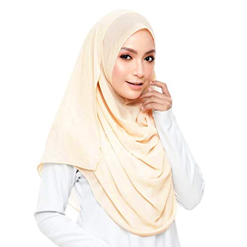 LMVERNA Plain chiffon scarf lightweight Muslim Hijab Long Scarfs shawls wrap scarves (Beige) - Image 1