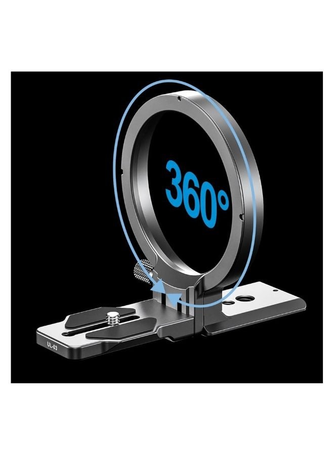 Leofoto UL Rotating Collar 360 Degree Rotation 4 Rotating Position Arca Compatible UL-03 Silver - Image 2