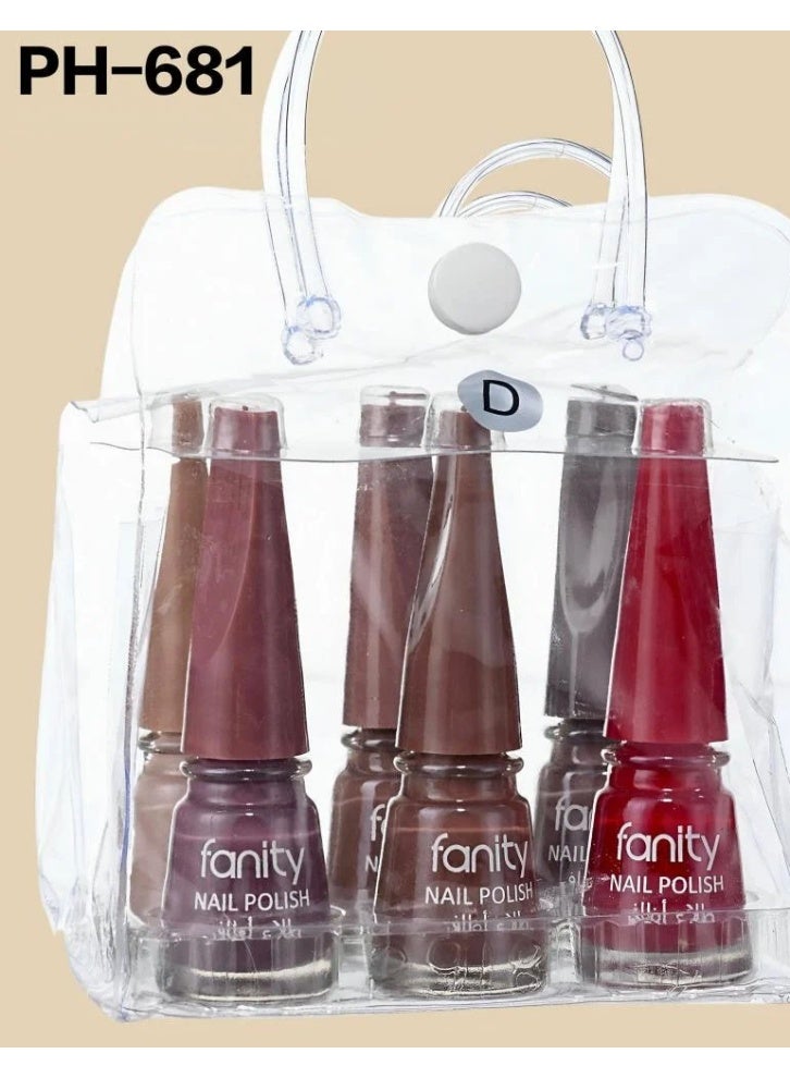 FANITY PH-681 Mini Kiss Nail Polish, 6 pieces