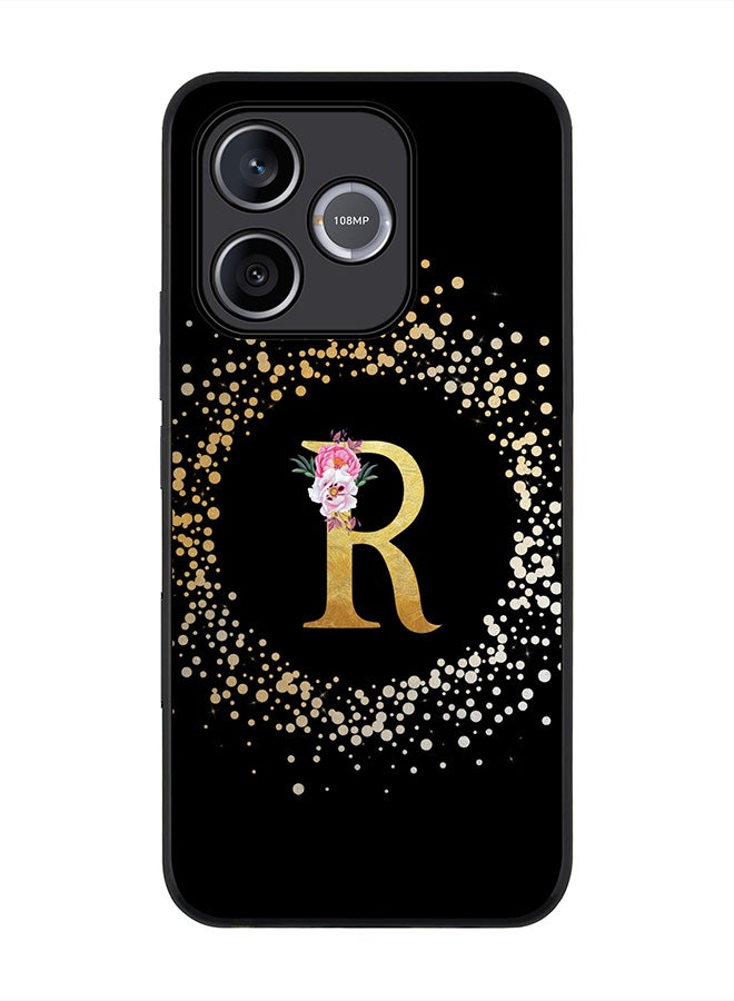 Stylizedd For Honor 600 Lite / 500 Smart / Honor X80i Case,Slim fit Camera Protection, Shockproof Thin Phone cover  - Custom Monogram Floral - R ( Black ) - Image 1