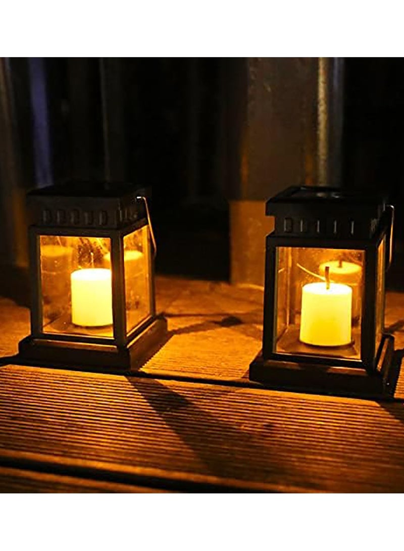 ماركة غير محددة ٣ قطع فانوس شمسي معلق في الهواء الطلق حديقة فانوس - مقاوم للماء LED أضواء شموع مزخرفة وامضة شمعة عديمة اللهب في الهواء الطلق للحديقة والمناظر الطبيعية والمسار والفناء والممر (شمعة)  - Image 4