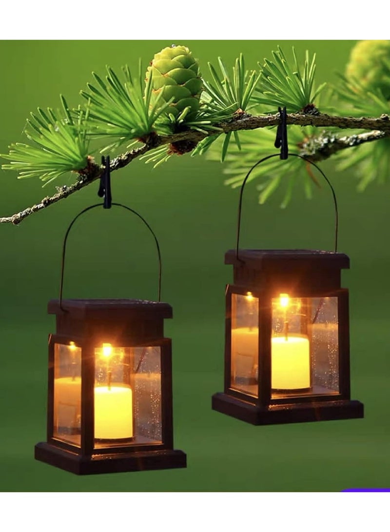 ماركة غير محددة ٣ قطع فانوس شمسي معلق في الهواء الطلق حديقة فانوس - مقاوم للماء LED أضواء شموع مزخرفة وامضة شمعة عديمة اللهب في الهواء الطلق للحديقة والمناظر الطبيعية والمسار والفناء والممر (شمعة)  - Image 5