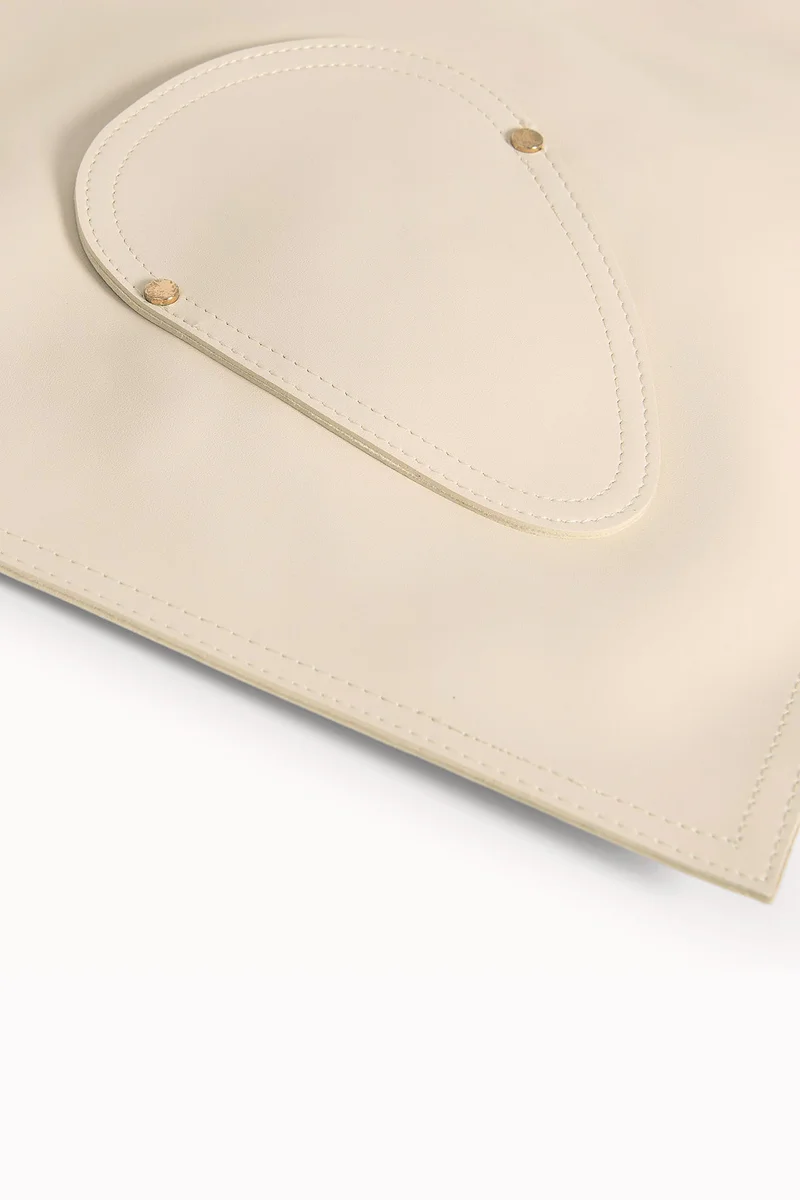 Wecre8 Beige Asymmetrical Tote Bag by WECRE8