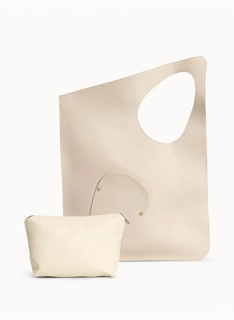 Wecre8 Beige Asymmetrical Tote Bag